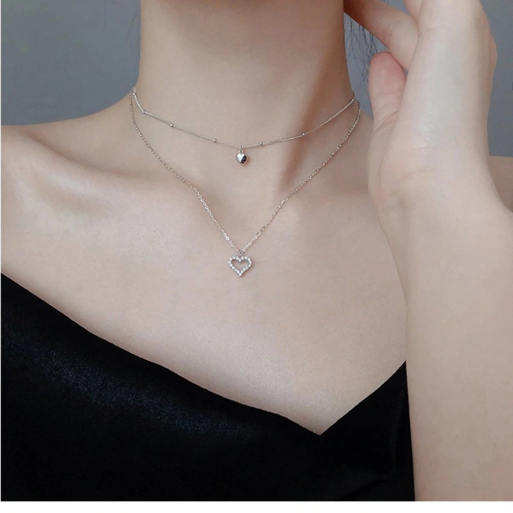 NEW 925 Sterling Silver Diamond Heart Necklace A - Picture 9 of 12